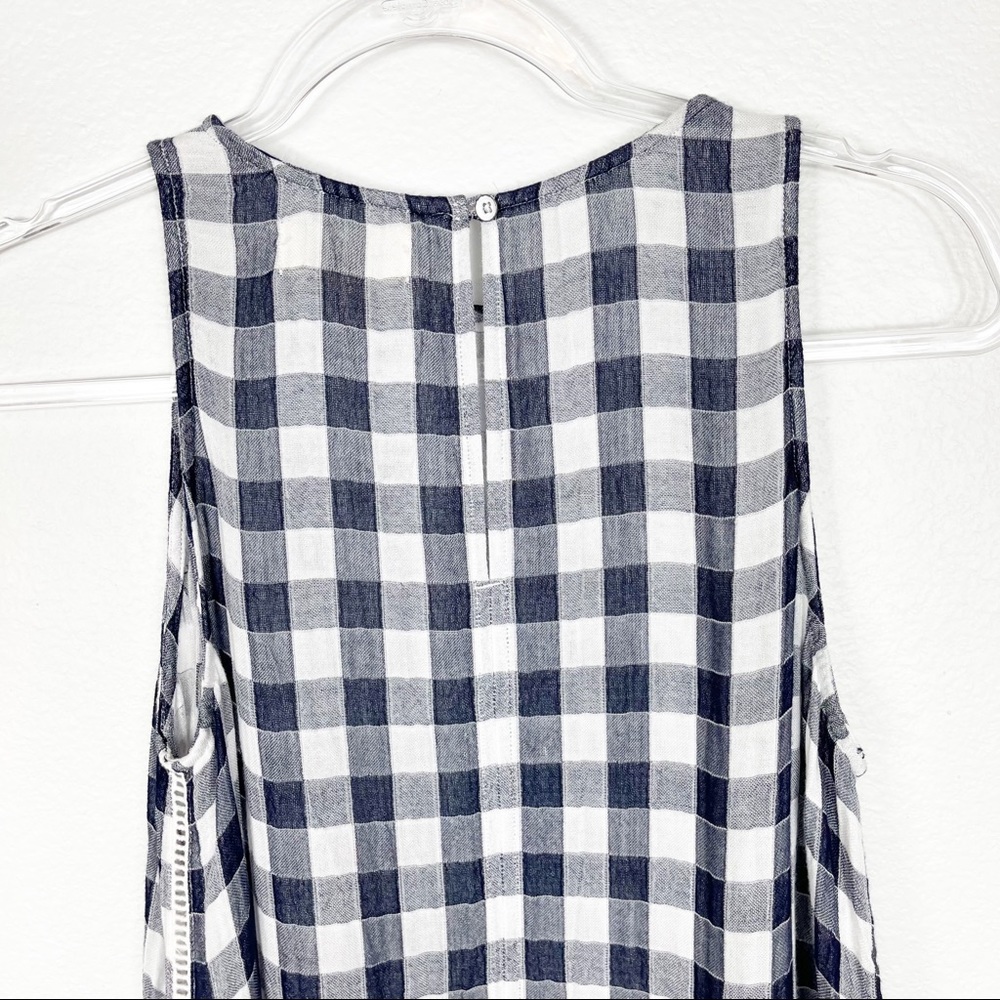 Anthropologie Cloth & Stone Gillian Gingham Navy Top Small - Picture 9 of 11